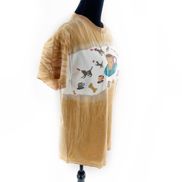 Branning Vintage Tie Dyed Hand-Stenciled Coffee Cups & Dogs T-Shirt Size Medium - Picture 9 of 16